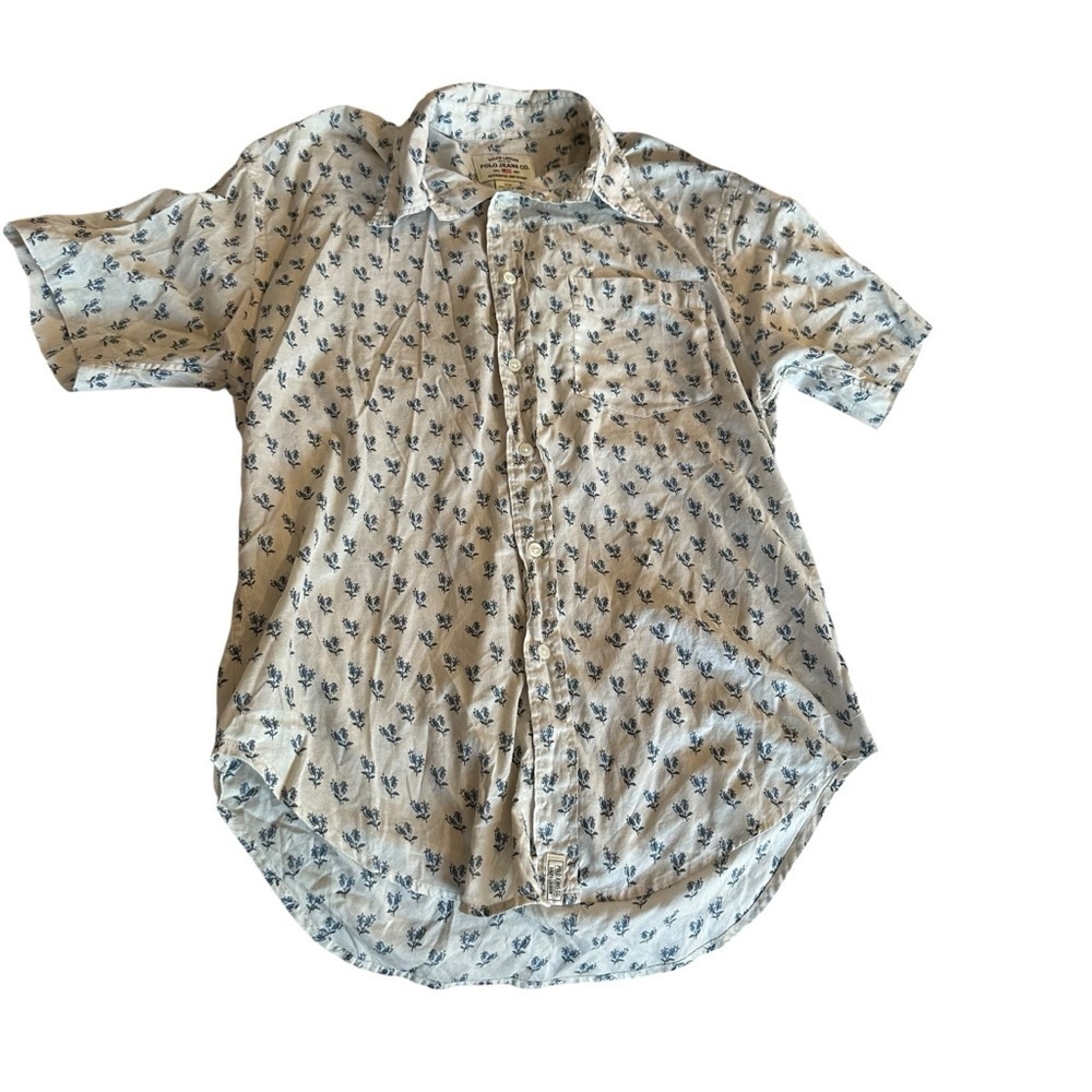 Ralph Lauren Casual White and Blue Patterned Shirt